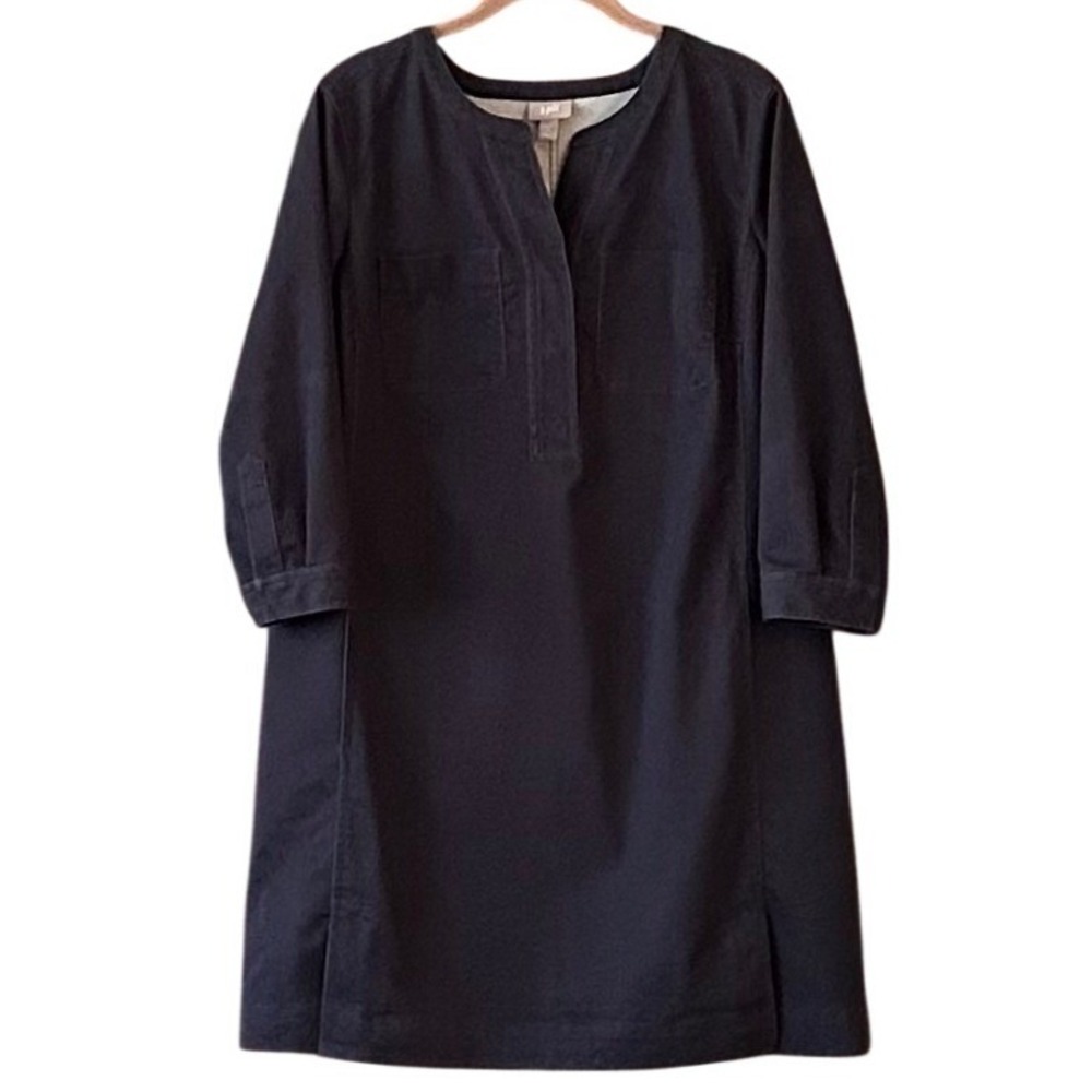 J. Jill Long Sleeve Tunic Dress Navy Blue Knee Length Stretch Utility Pockets LP